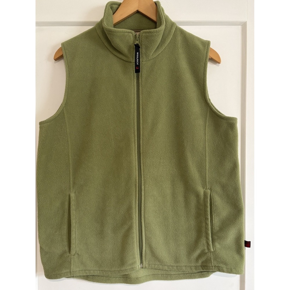 Woolrich Light Willow Green Sage Fleece Vest Womens Size Large Full Zip 18011